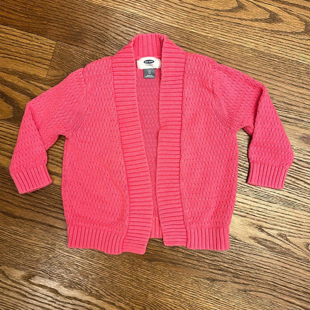 GUC Old Navy Open Front Pink Cardigan; 2T